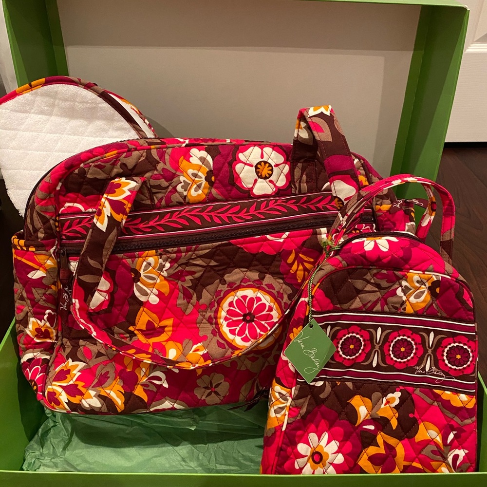 Vera Bradley diaper bag and changing mat set